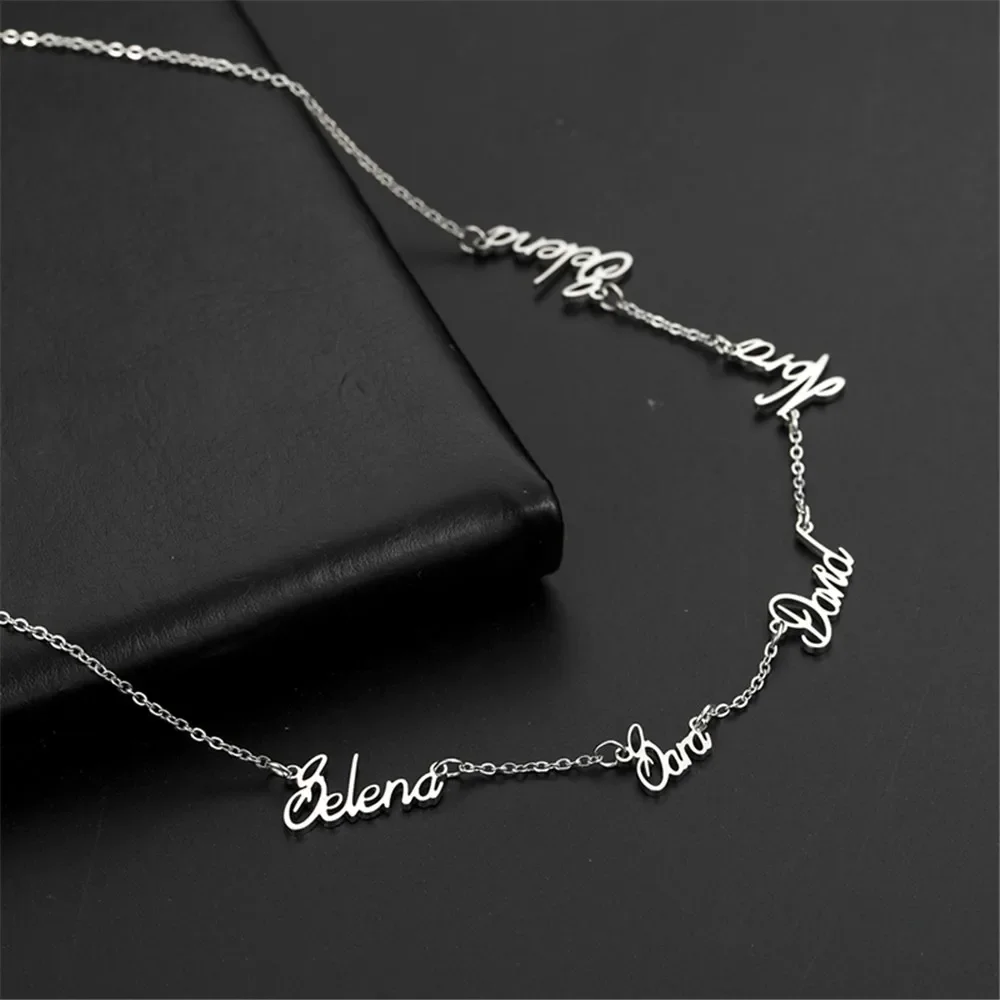 Fishhook Personalized Multiple Name Necklace For Women Men Custom Nameplates Pendant Stainless Steel Family Member Jewelry Gif