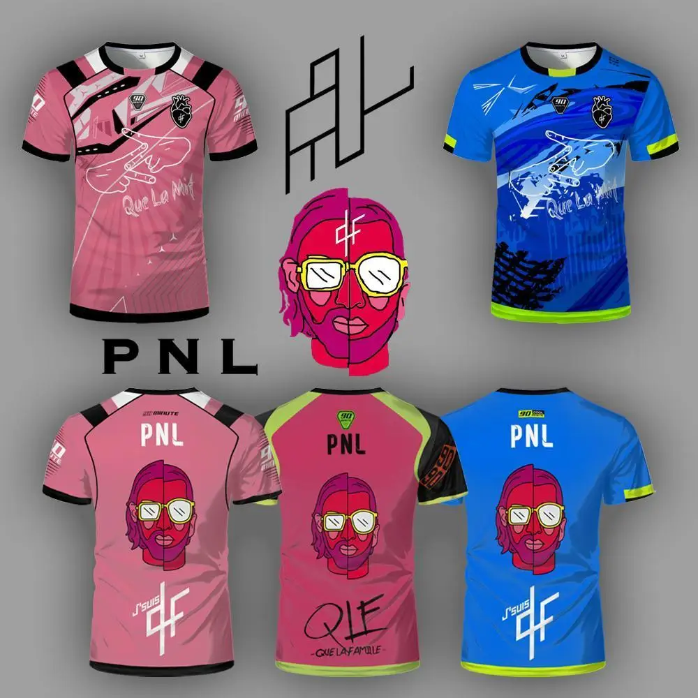 

90 Minute PNL J'suis QLF Printed Jersey Men's and Women's Youth Short Sleeve Football Training T-Shirt Adult Children's Clothing