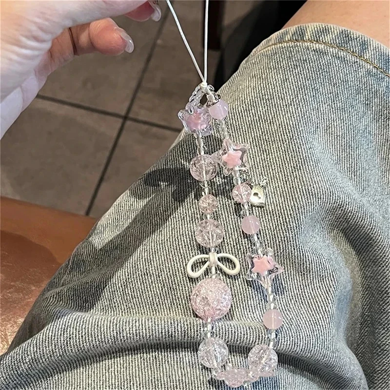 

Ins Style Sweet Cute Versatile Mobile Phone Chains Star Phone Charms Pendant Pink Earphone Case Keychain Bow Camera Pendant