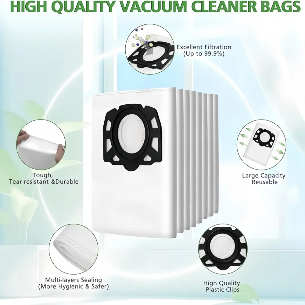 أكياس المكنسة الكهربائية لـ Karcher 2.863-314.0، كيس غبار لـ Karcher WD2 Plus KFI 357 KA 40 WD3 SE4002 ملحقات استبدال الروبوت