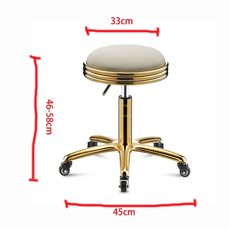 Beauty Salon Iron Art Barber Chairs Nordic Wheeled Hairdressing Chair High Stool Home Salon Furniture Round Movable Swivel Chair