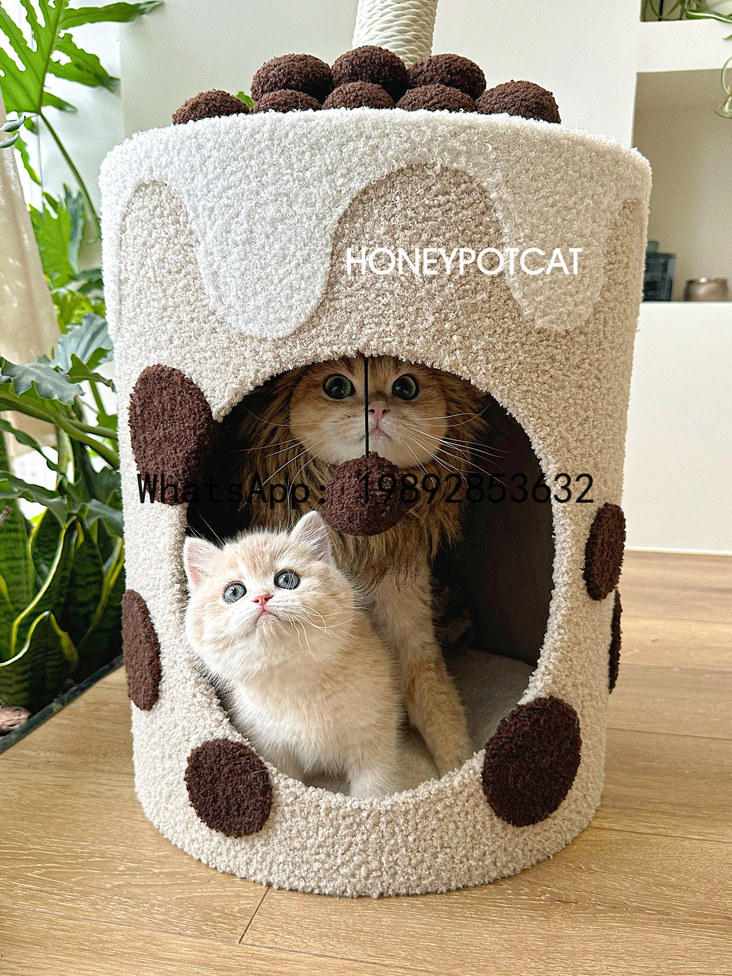 LYY Cat Climbing Frame Swiss Curl Cat Bed Cat Tree Integrated Bubble Tea Bucket Large Winter Warm Bucket