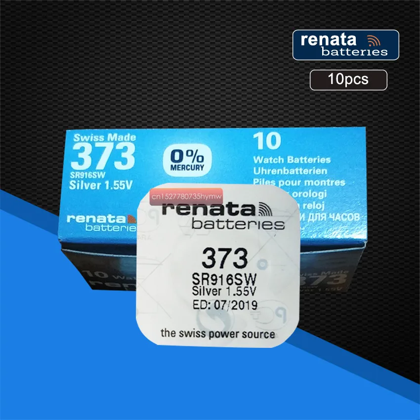 10PCS renata Silver Oxide Watch 373 SR916SW 916 1.55V 100% renata 373 renata 916 battery