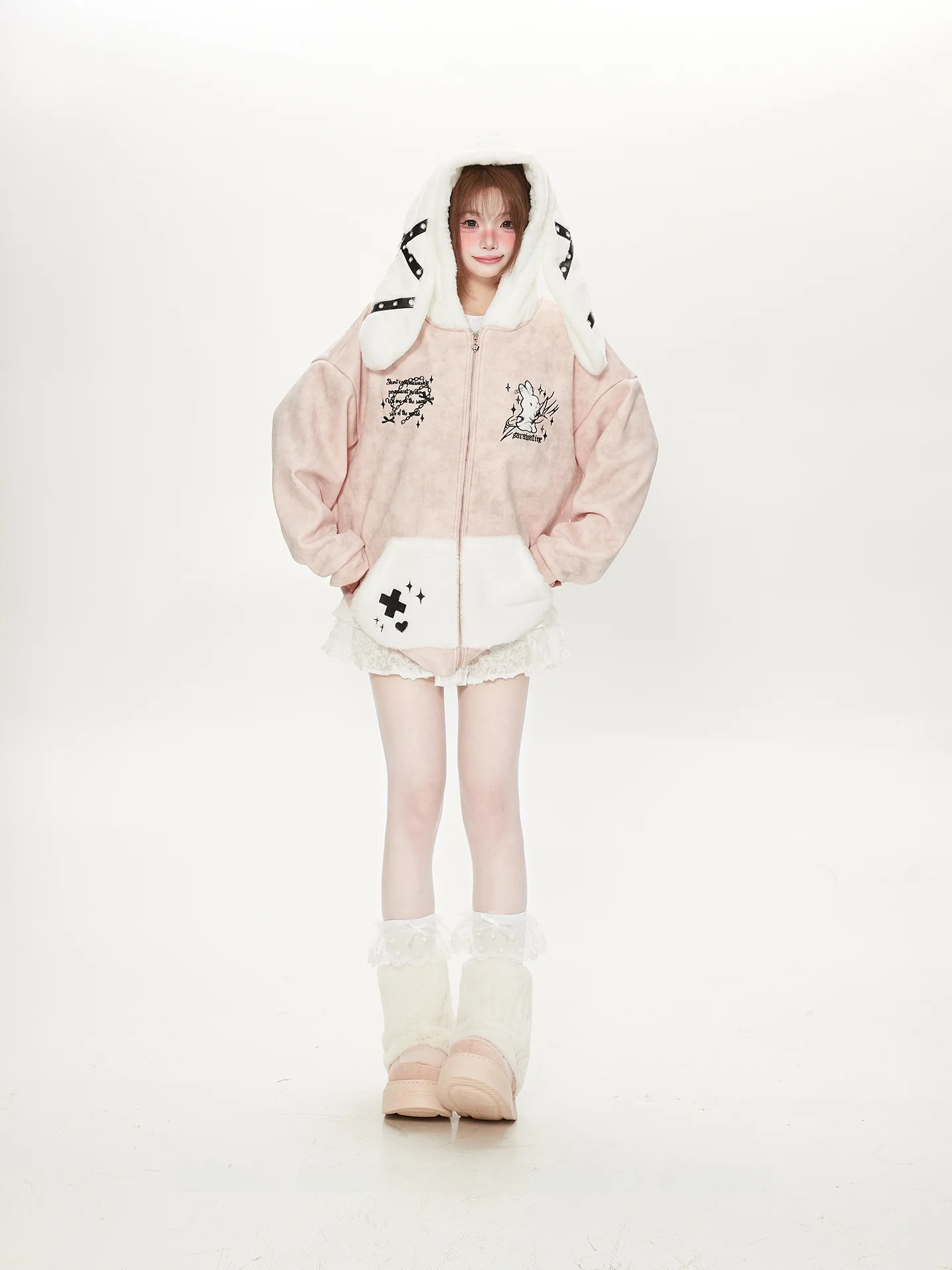 

Розовый кардиган-худи омбре с флисовой подкладкой для женщин, осенне-зимний, теплый, очень красивый, в стиле пэчворк, для модниц