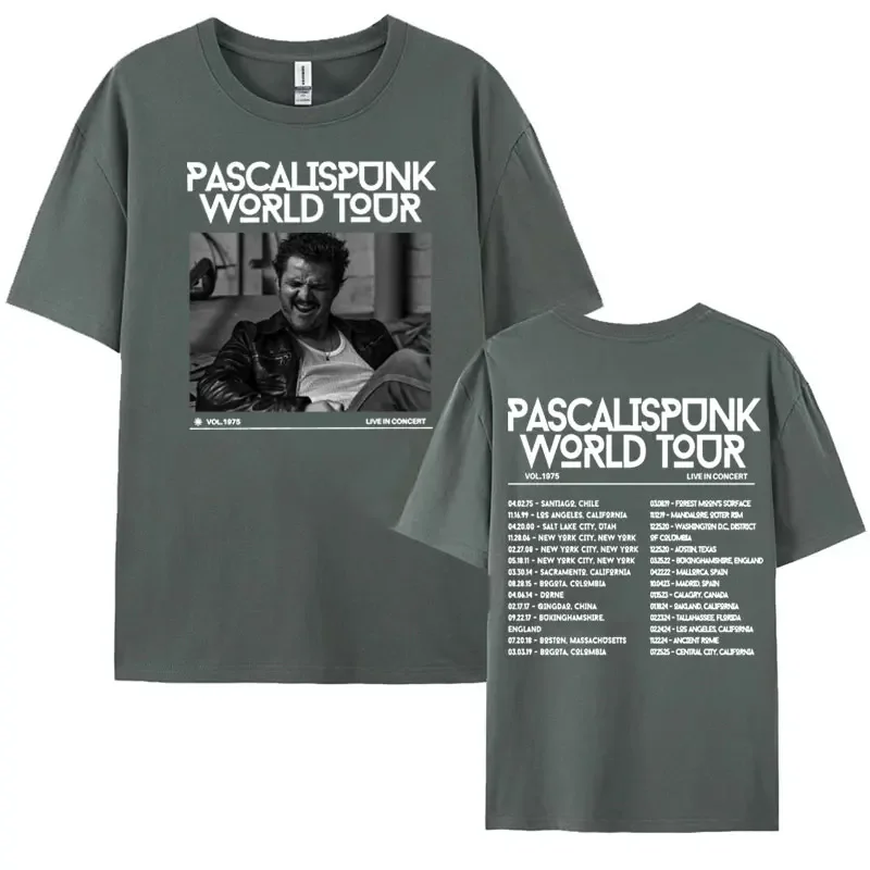 Pedro Pascal World Tour Two Double Sided Graphic T Shirt Men Women Fashion Hip Hop Retro T-shirt Casual O-Neck Oversized Tshirts