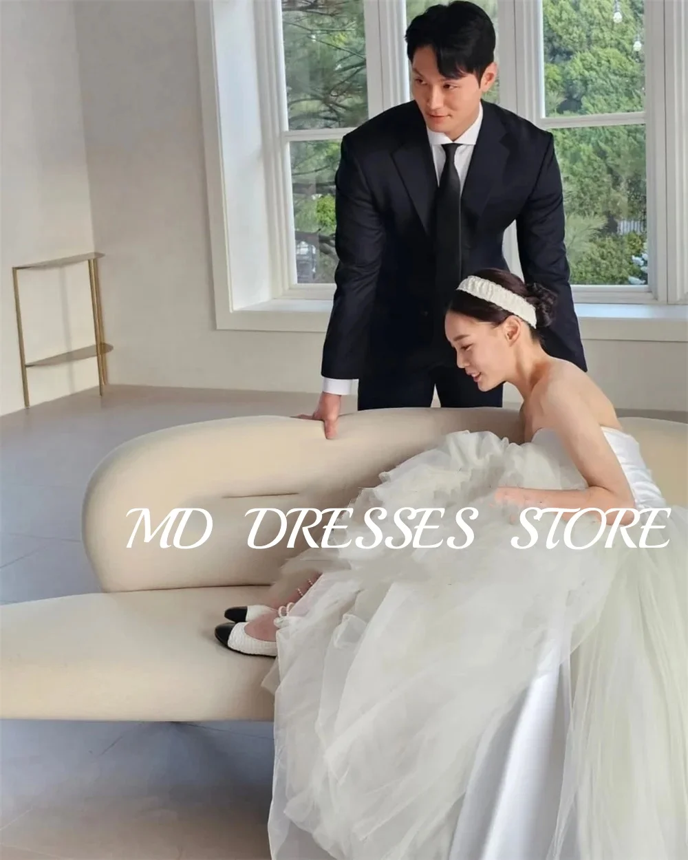 MD A-line Princess Wedding Dresses Soft Tulle Sweetheart Bride Gowns Korea Tiered Photoshoot Floor-Length Corset Customized 2025