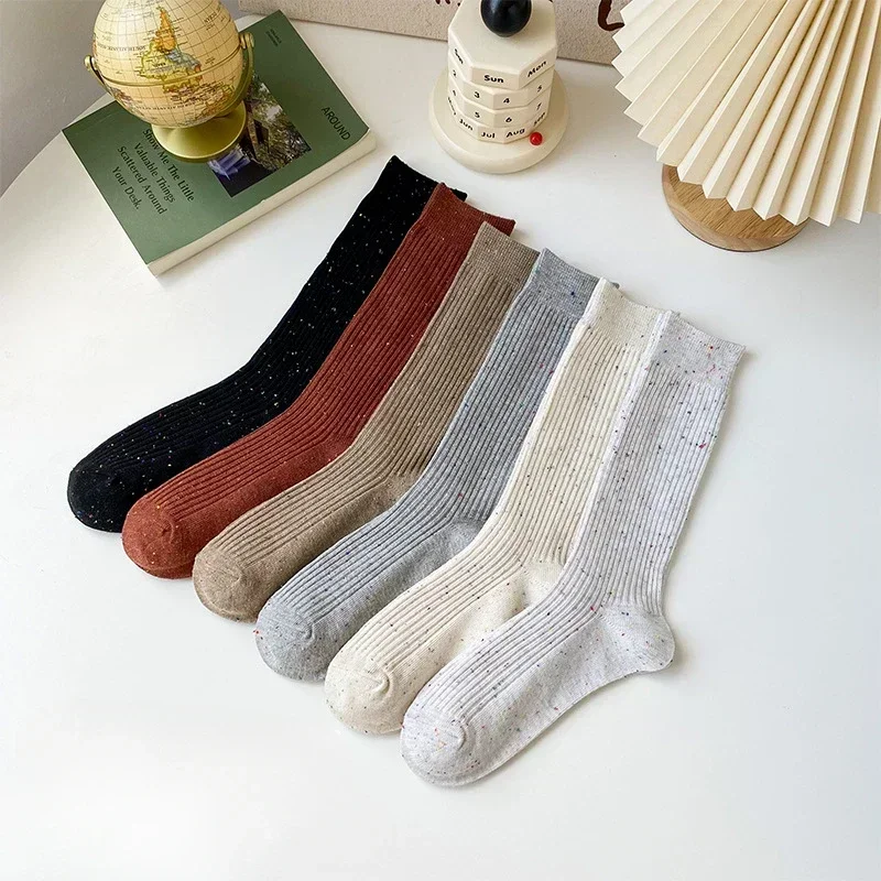 Women's Long Socks High Quality Autumn Winter Warm Thick Middle Tube Candy Color Korean Style Trend Elegant Pile Socks for Women