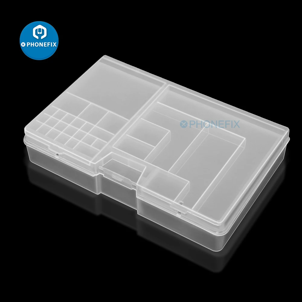 

10PCS Transparent Storage Box Plastic Container for IPhone Electronic Parts IC Chips Screw Organizer Mobile Phone Repair Tools