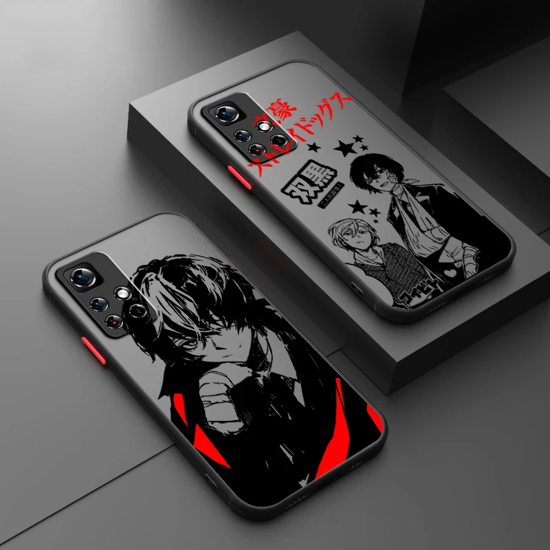 B-Bungo S-Stray Dogs Cool Cute Frosted Translucent For Redmi Note 13 12 12S 12T 11 11T 11E 10 10S 9 Pro Plus 5G Soft Phone Case