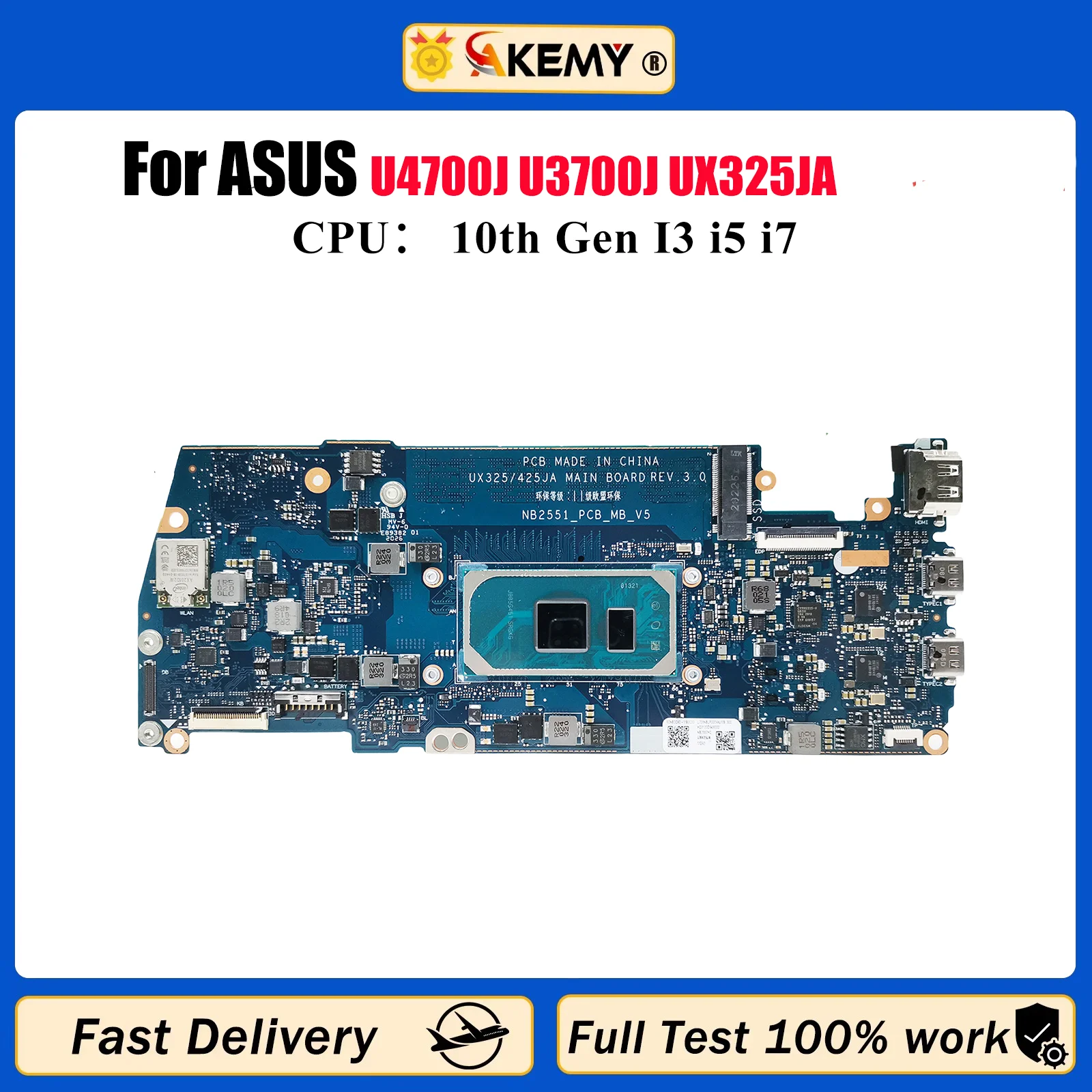 

UX325JA Материнская плата для ноутбука ASUS ZenBook UX325J U4700J U3700J UX325JA Материнская плата для ноутбука с 10-го поколения I3 i5 i7 100% тест в порядке