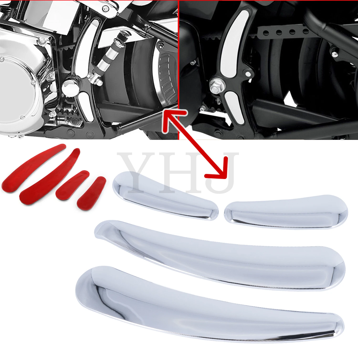 

Swingarm Frame Insert Set Fit For Harley Motorcycle Softail FLS FLSTN FXSTC 2008-2017 ABS Plastic Chrome