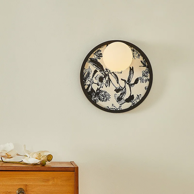Japanese Wabi Sabi Style Fabric Painting Wall Lamps Art Decorative Bedroom Study Living Room Homestay Cafe Corridor LED Sconces