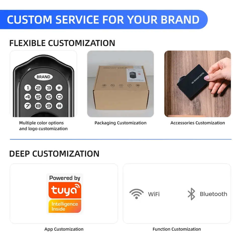 Locstar Security Residential Fechadura Electronic Cerradura Digital TUYA Smart Keypad Password Automatic Deadbolt Door Lock
