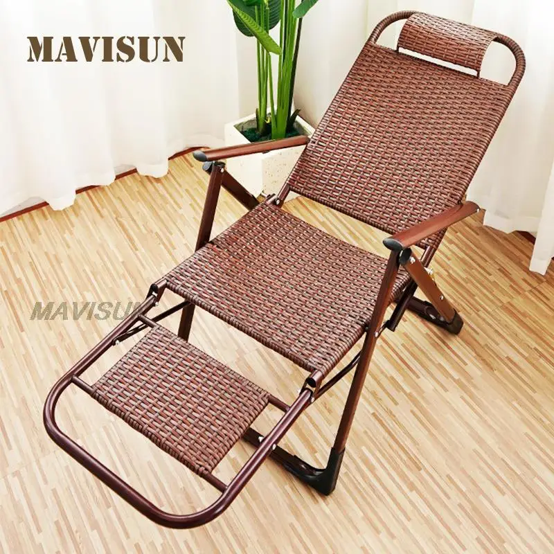 Rattan Recliner Rattan Back Chair Folding Lunch Break Balcony Home Leisure Lazy Chair Beach Summer Outdoor Furniture