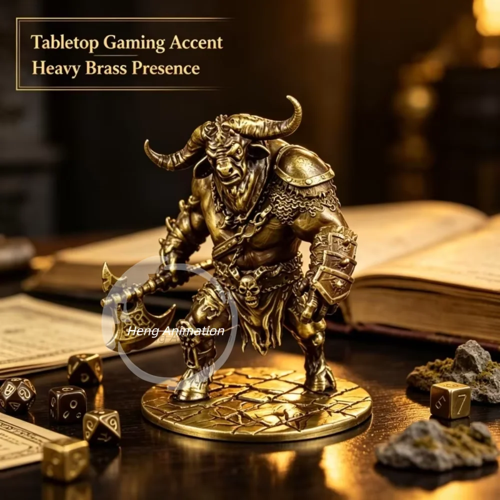 New Solid Brass Figurine Greek Myth Bull Warrior Statue Desktop Ornament Collectible  Ornaments, Gifts, Trendy and Cool