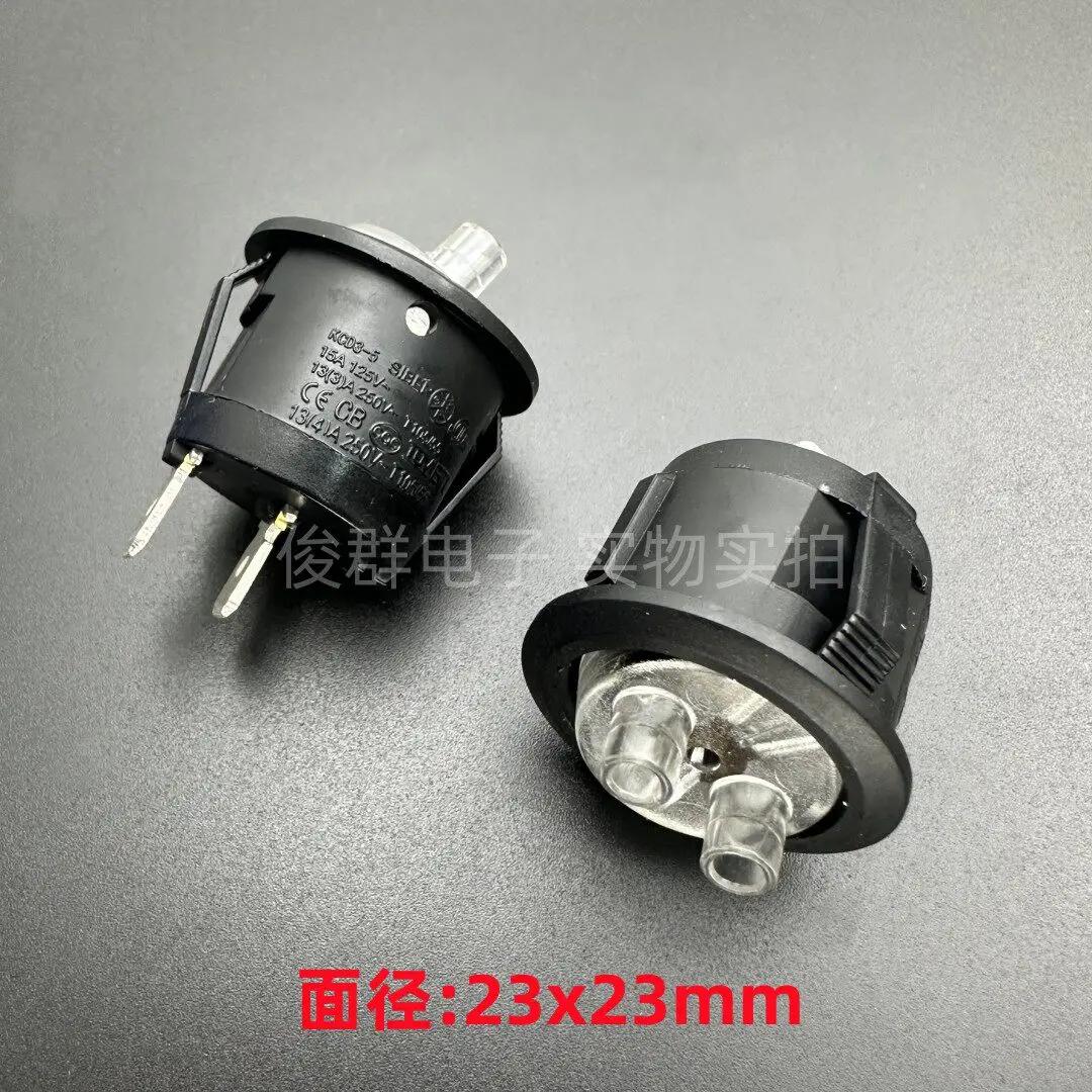 

10 шт./компл. KCD3-5 кнопка-переключатель питания для лодок, 2 контакта, 2 положения, 13А, круглая кнопка-тумблер для электроплиты с ручкой