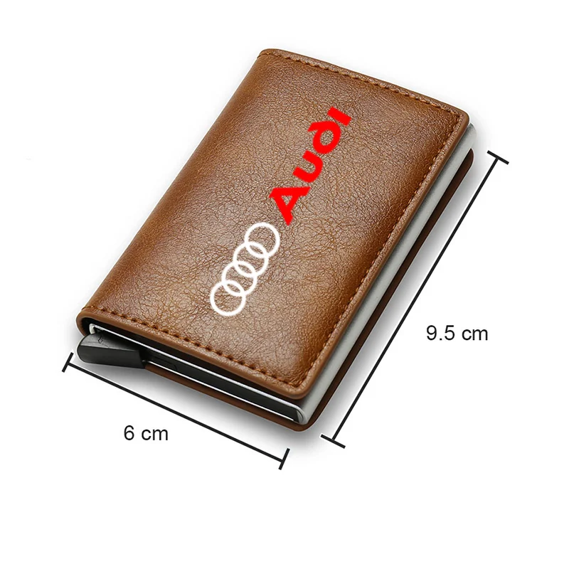 Carbon Fiber Leather Rfid Card Holder Pocket Men Wallets Money Bag For Audi A1 A3 8P 8V A4 A5 A6 A7 A8 Q3 Q5 Q7 Q8 Sline TT