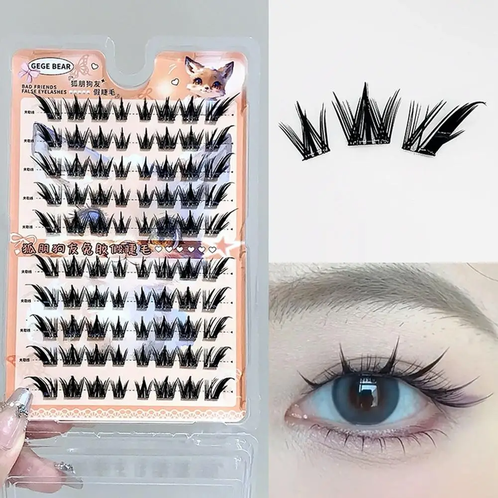 Glue-Free Segmented Lashes Cluster Fake Eyelashes Natural Self Adhesive Manga Eyelashes For Daily Eye Makeup