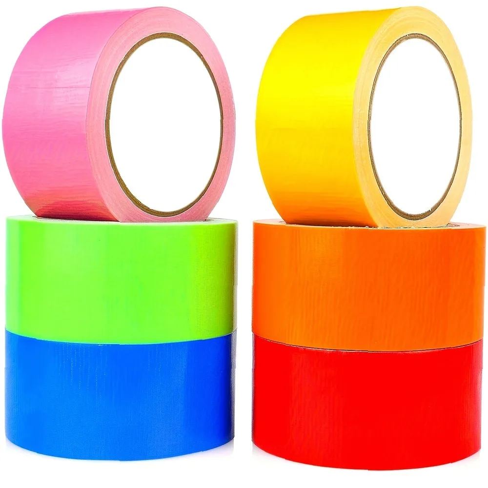 6Pcs Colorful Cloth Duct Tape Heavy Duty Rubber Adhesive Multi-Colors Blue Pink Yellow Green Orange Red for DIY Crafts
