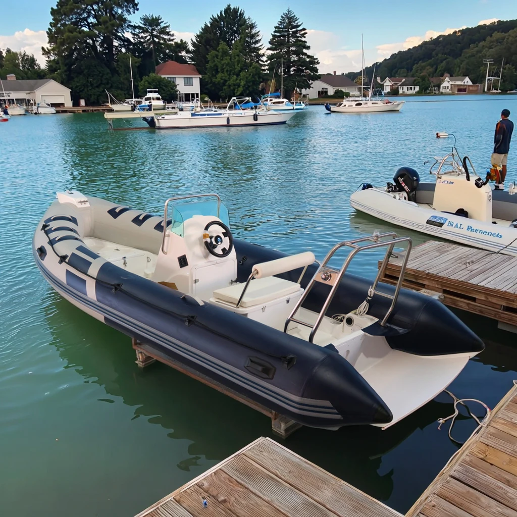 CE Certified 19ft Sport RIB Boat 580 PVC Inflatable Fishing Boat With Engine Lightweight & Durable
