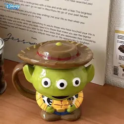 Disney cute three-eyed boy mug quirky underglaze color creative ceramic mug with lid leaning office coffee drinking cups