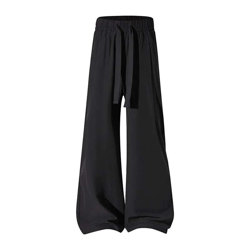 

Мужские спортивные повседневные брюки из ледяного шелка, весенне-осенние, новые, с поясом, свободные, прямые, ветрозащитные, для повседневной носки