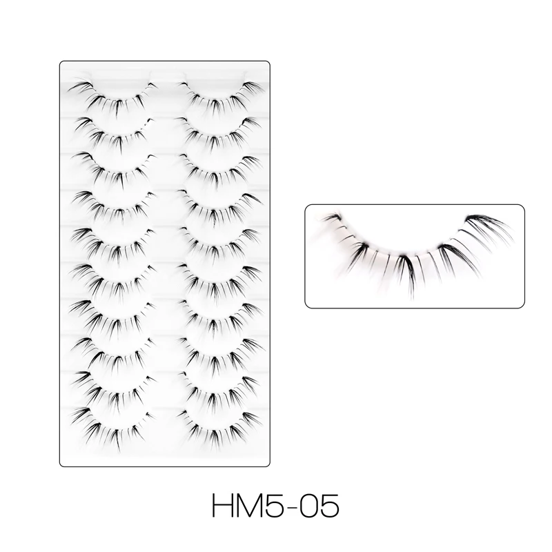 VIPUDA Untere Wimpern 5/10 Paar Natürliche Koreanische Augen Manga Untere Wimpern Cluster Klar Band Wispy Bottom Wimpern Cosplay Make-Up – Detail 7