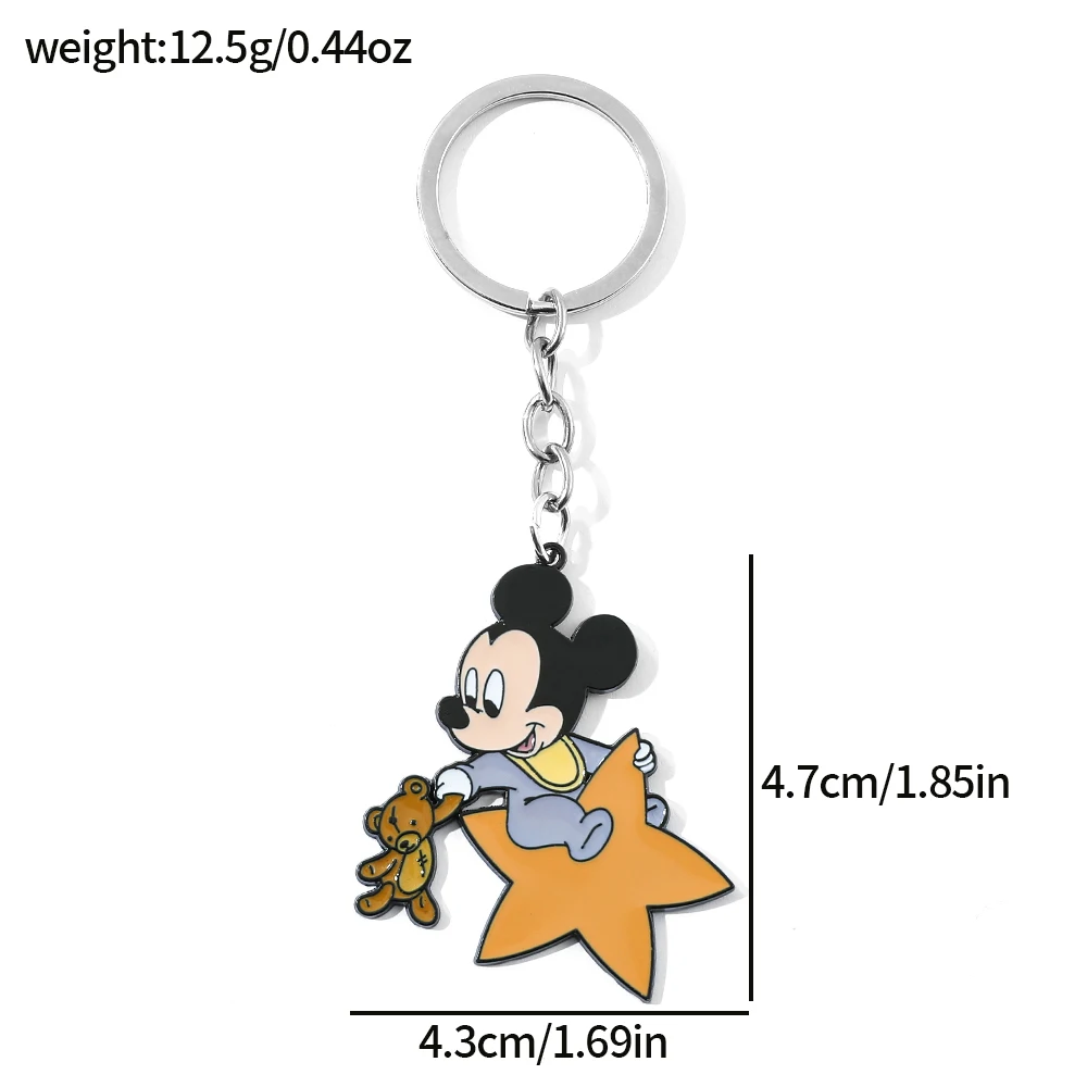 Gantungan Kunci Figur Disney Mickey Mouse Liontin Jimat Bintang Bulan Kartun Gantungan Kunci Minnie untuk Aksesori Pasangan Hadiah Hari Valentine