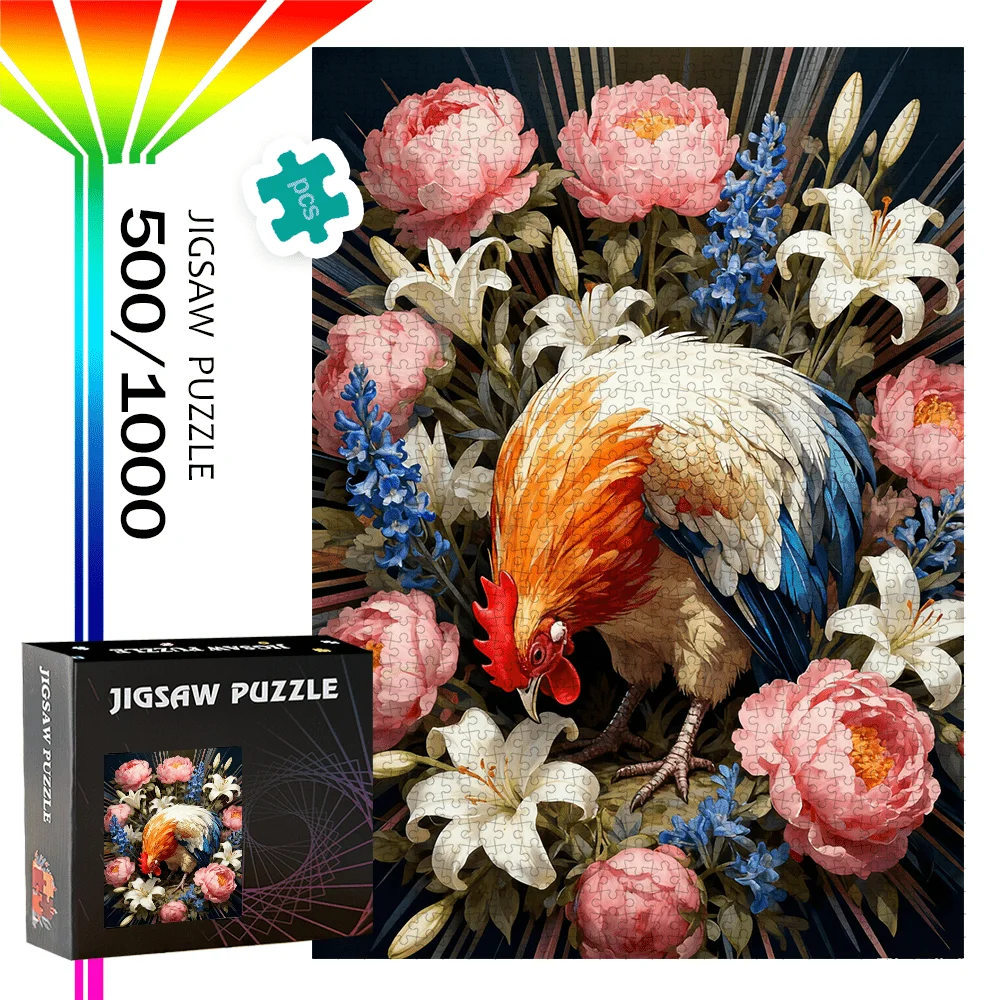 

500 шт./1000 шт. высококачественная головоломка | Портативная картонная головоломка с дизайном петуха на день рождения, Хэллоуин, Кри