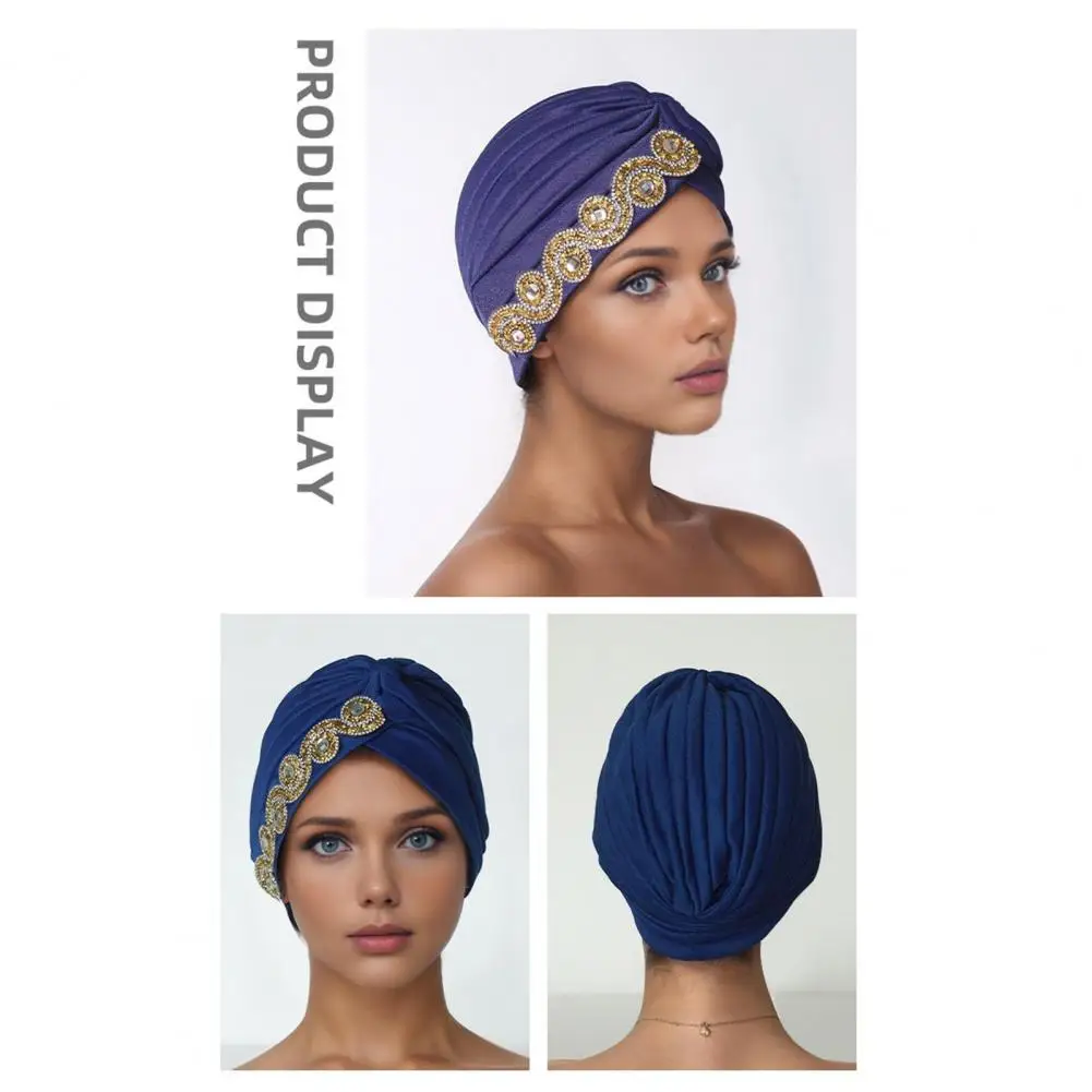 المتطورة الحجاب تصميم الحجاب قبعة أنيقة حجر الراين ديكور الملتوية قبعة عمامة للنساء أنيق الحجاب الشعر