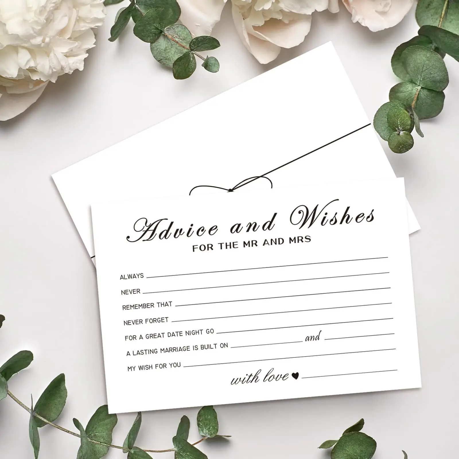 

50pcs Advice Cards Note for Marriage Advice Reception Decor Wedding Well Wishes Card for Bride and Groom Newlyweds Bridal Shower