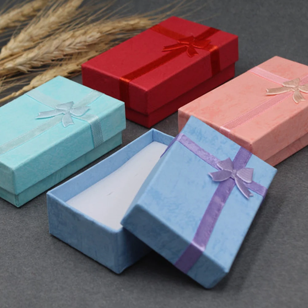 

10PCS Bowknot Shape Jewelry Box Necklace Storage Container Ring Display Case Organizer for Home Shop (Red)