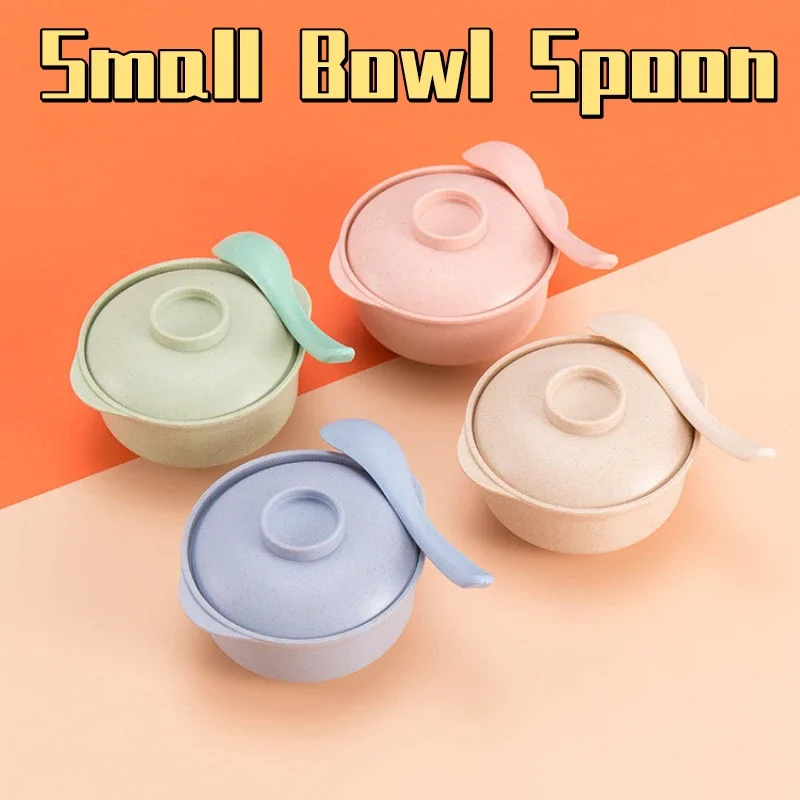 

Wheat Straw Kid's Bowl Complementary Food Rice Bowl Degradable Microwave Ovens Available Anti-Scalding Bowl Spoon For Children