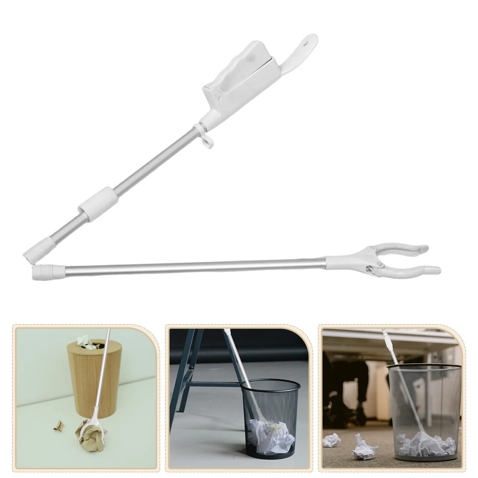 

Reacher Grabber Foldable Pickup Tool Extended Handle Multifunctional Litter Picker Sanitation Clamp Durable White