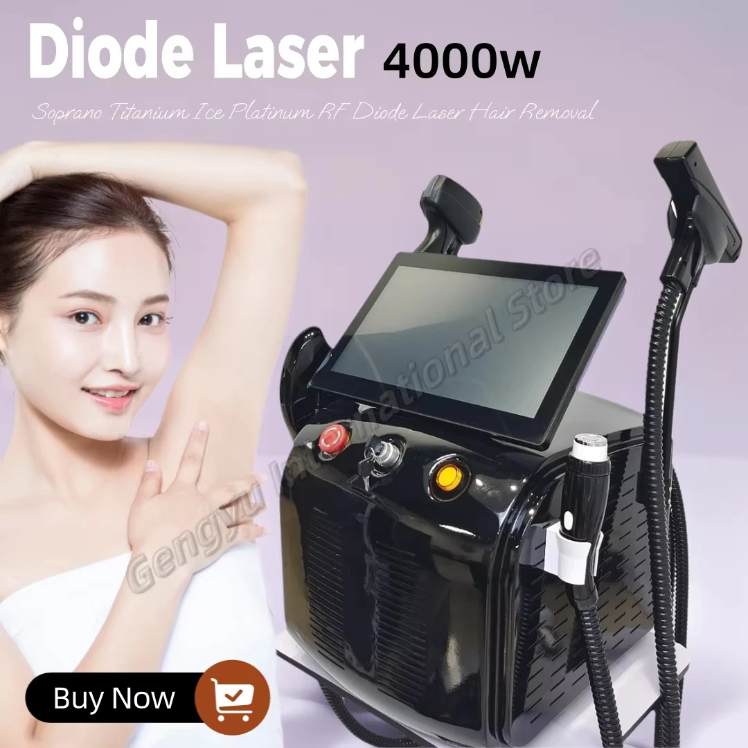 

2026 4-In-1 Diode Ice Titanium Laser Hair Removal Machine 4000W 755 808 940 1064nm Body Hair Removal with 4 Wavelength Options
