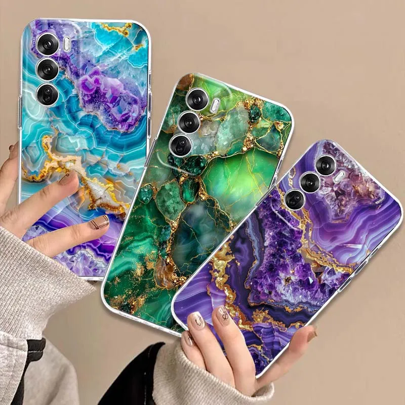 

Colored crystal style pattern Phone Case For OPPO A11 A16 A55 A56 A57 A72 A52 A73 A74 A54 A76 A78 A58 A98 Pro 5G Transparent
