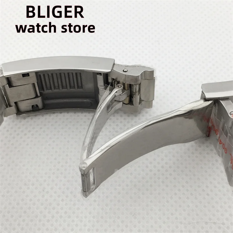 BLIGER 40mm Sapphire Glass Ceramic Bezel Orange Dial Green Luminous NH35 Automatic Fashionable diving watch For Men's