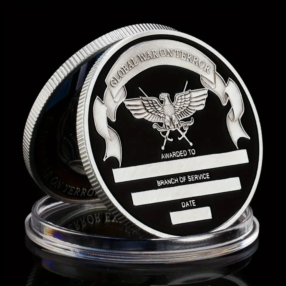 Global War on Terror Expeditionary Medal Challenge Coin Antique Silvery Plated Coin Collection Art US MilitaryCommemorative Coin