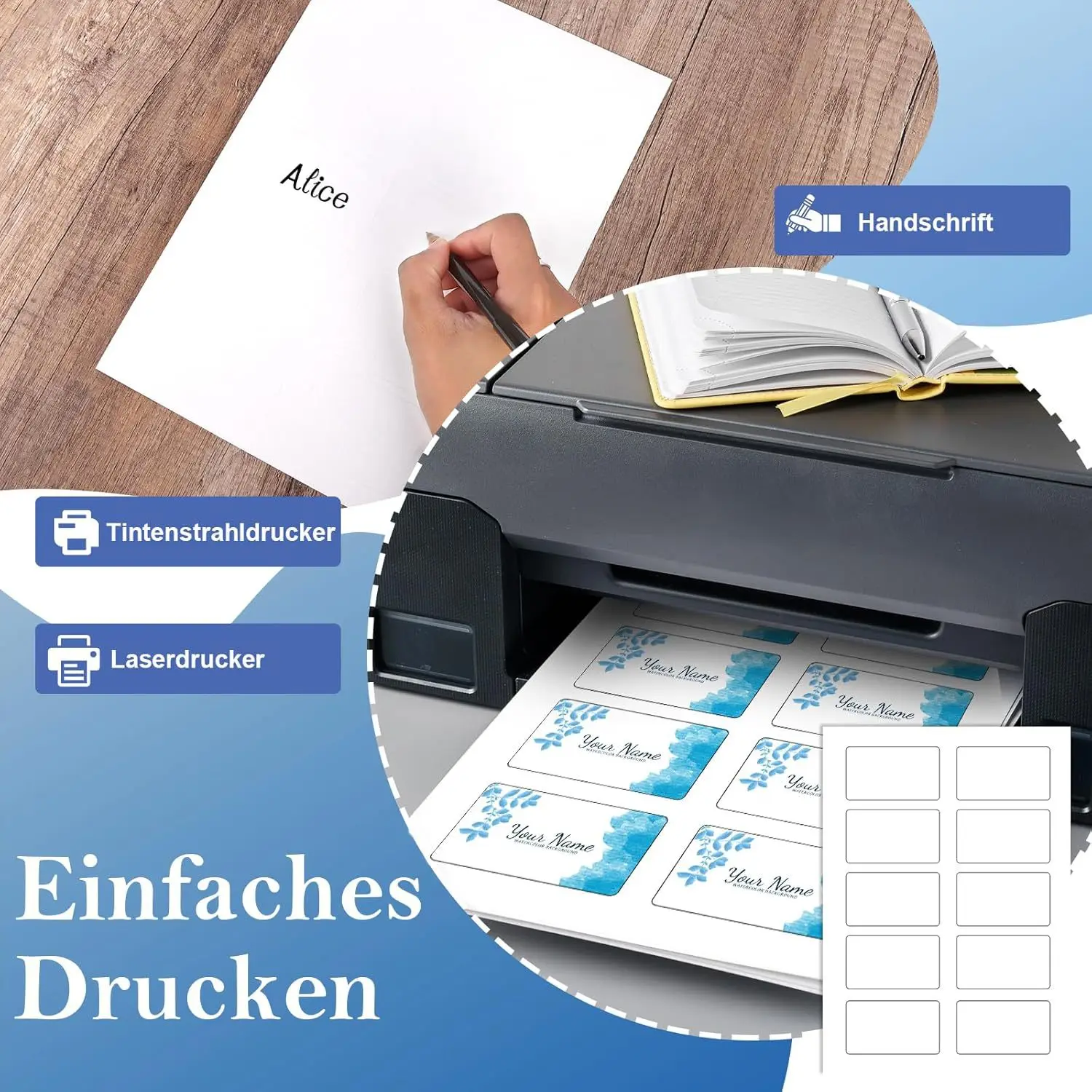 20/80 Sheets A4 Sticky Note Paper Handwriting & Printing,  Pritable Sticker Paper for Office, School, Home Organization