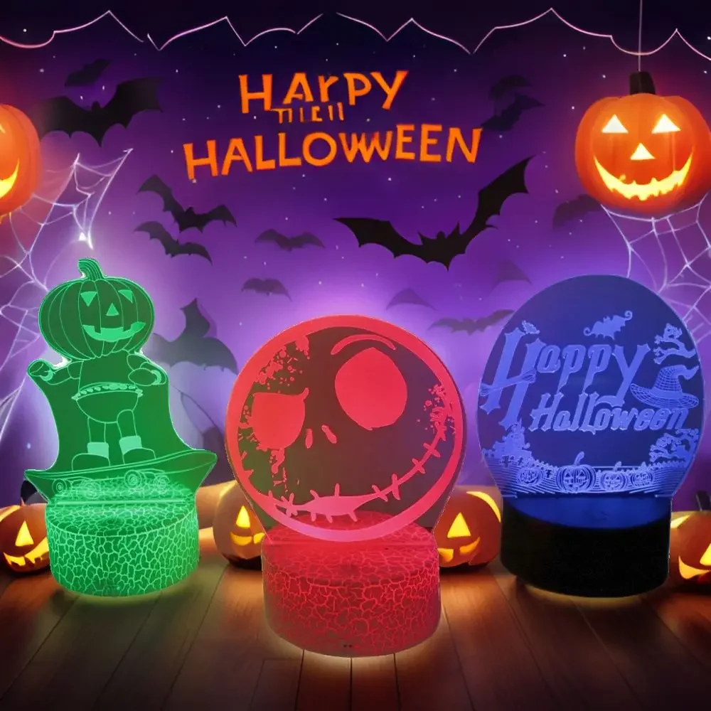 3D Lamps Illusion Stitch LED Night Light Remote Control Smart Touch Room Desk Lighting Decoration Table Lamp Kid Halloween Gifts