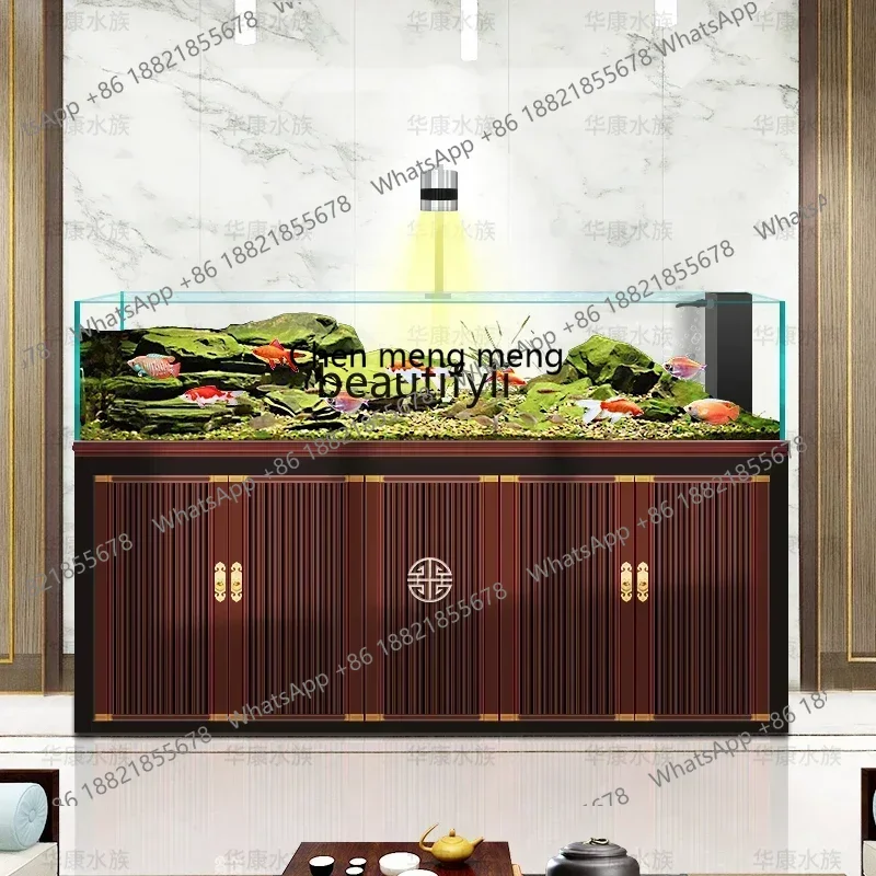 cqyAquarium bottom filter living room ultra-white glass Lanshou stream tank bag back overflow ecological sea tank