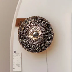Bauhaus Luz de pared retro Donut lámpara de pared para sala de estar, dormitorio, mesita de noche, luz de ambiente, lámpara de mesa de vidrio, naranja