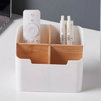 1/2PCS Multifunctional Compartment Storage Box Bamboo Wooden Desktop Organizer Cosmetic Stationery Remote Control Organizer