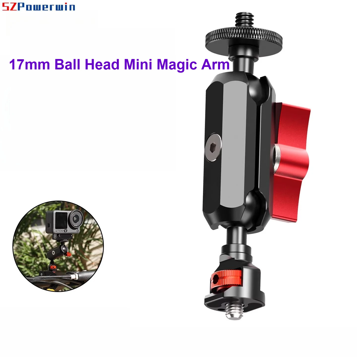 

Мини-шарнирный кронштейн 17 мм с резьбой 1/4 дюйма, регулируемый, для крепления камеры, монитора, телефона на зажиме-крюке, штативе