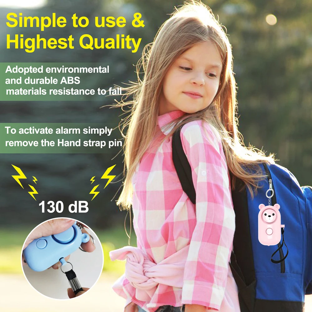 130dB Self Defense Keychain Alarm With LED Light Personal Security Protect Scream Loud Emergency Alert For Women Child Elder