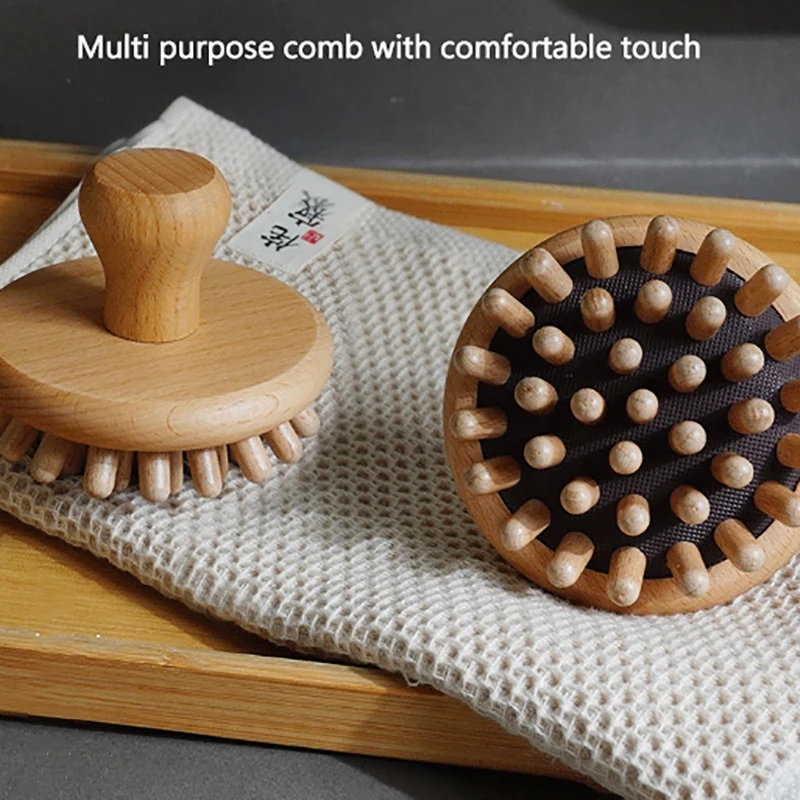 Head Health Care Massage Brush Comfortable And Smooth Portable Beechwood Meridian Massage Brush Body Massager