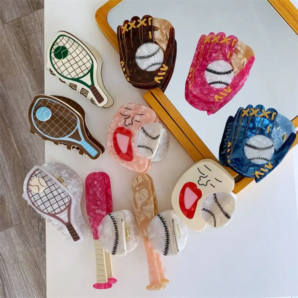 

Cute Korean Style Sport Ball Series Hair Claw Baseball Tennis Splicing Hair Claw Racket Headwear Acetic Acid Shark Clip Travel
