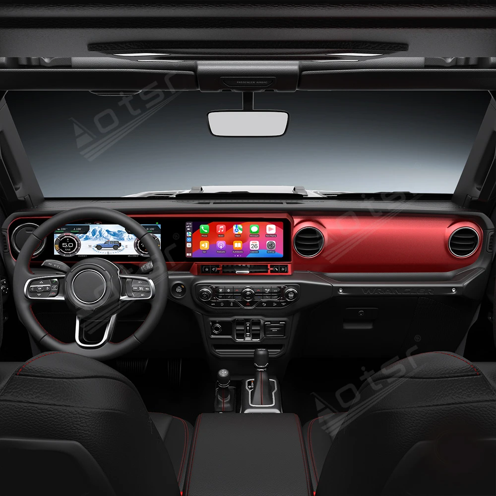 Android Car Radio Long Strip QLED Screen Multimedia Player For Jeep Wrangler JL Gladiator 2018-2024 Digital Dashboard Carplay 4G