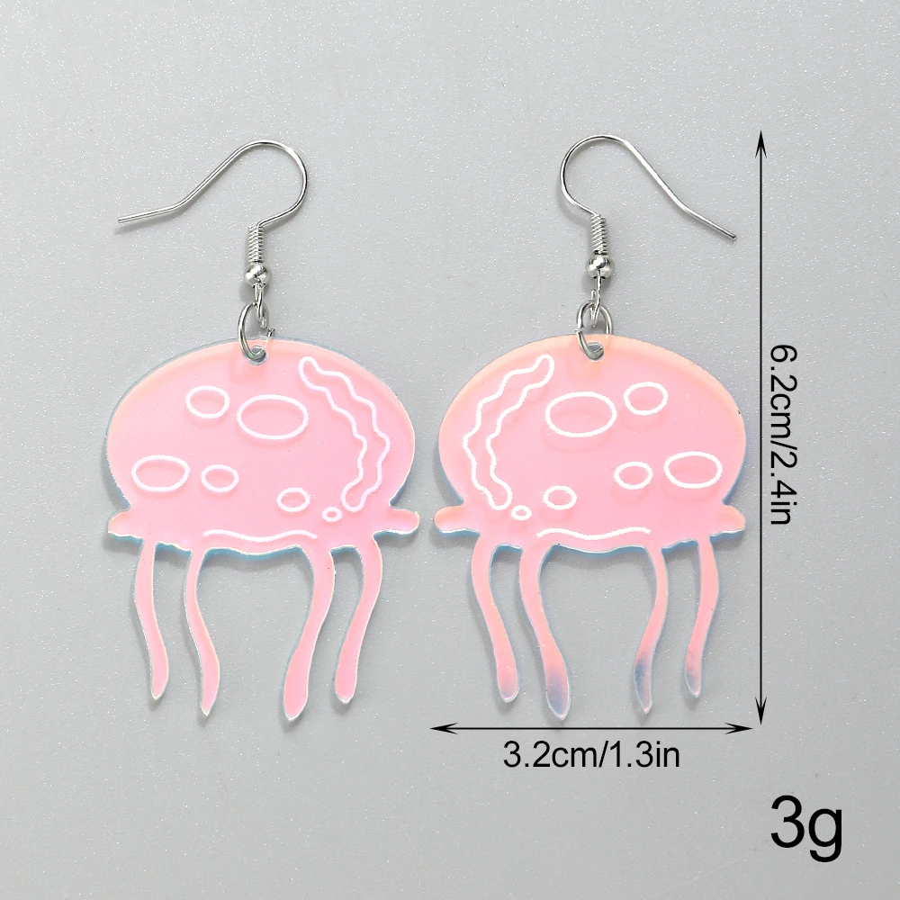 New Iridescent Jellyfish Flower Acrylic Earrings for Women Laser Ocean Fish Drop Earring Statement Jewelry Valentine's Day Gift