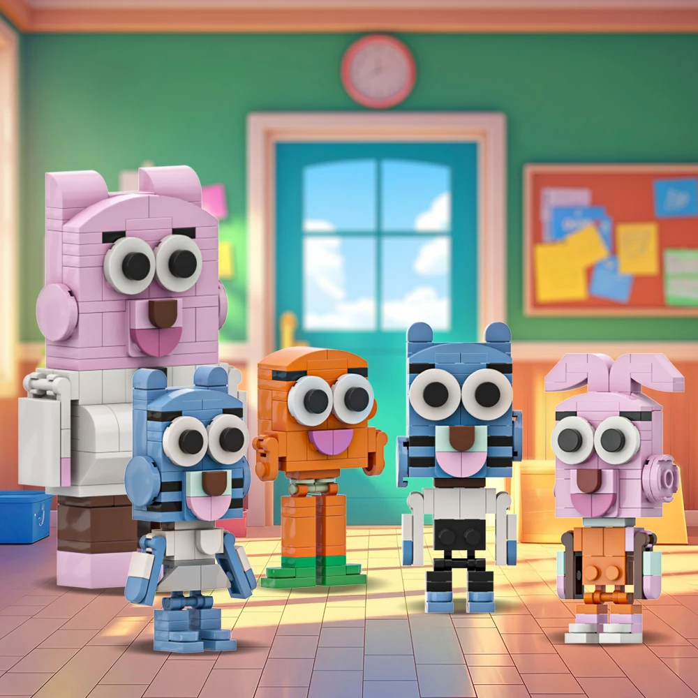

MOC The Amazing World of Gumball Model Building Blocks Cartoon Animation Figure Gumball Darwin Anais Cute Animal Brick Toy Gift